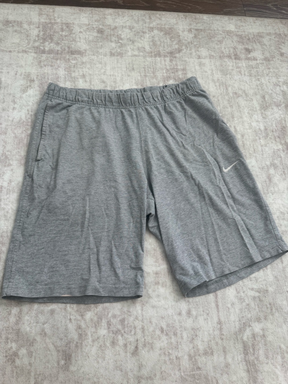 Nike Men's Heather Gray Athletic Shorts with Swoosh